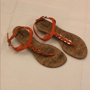 Orange wedge sandals